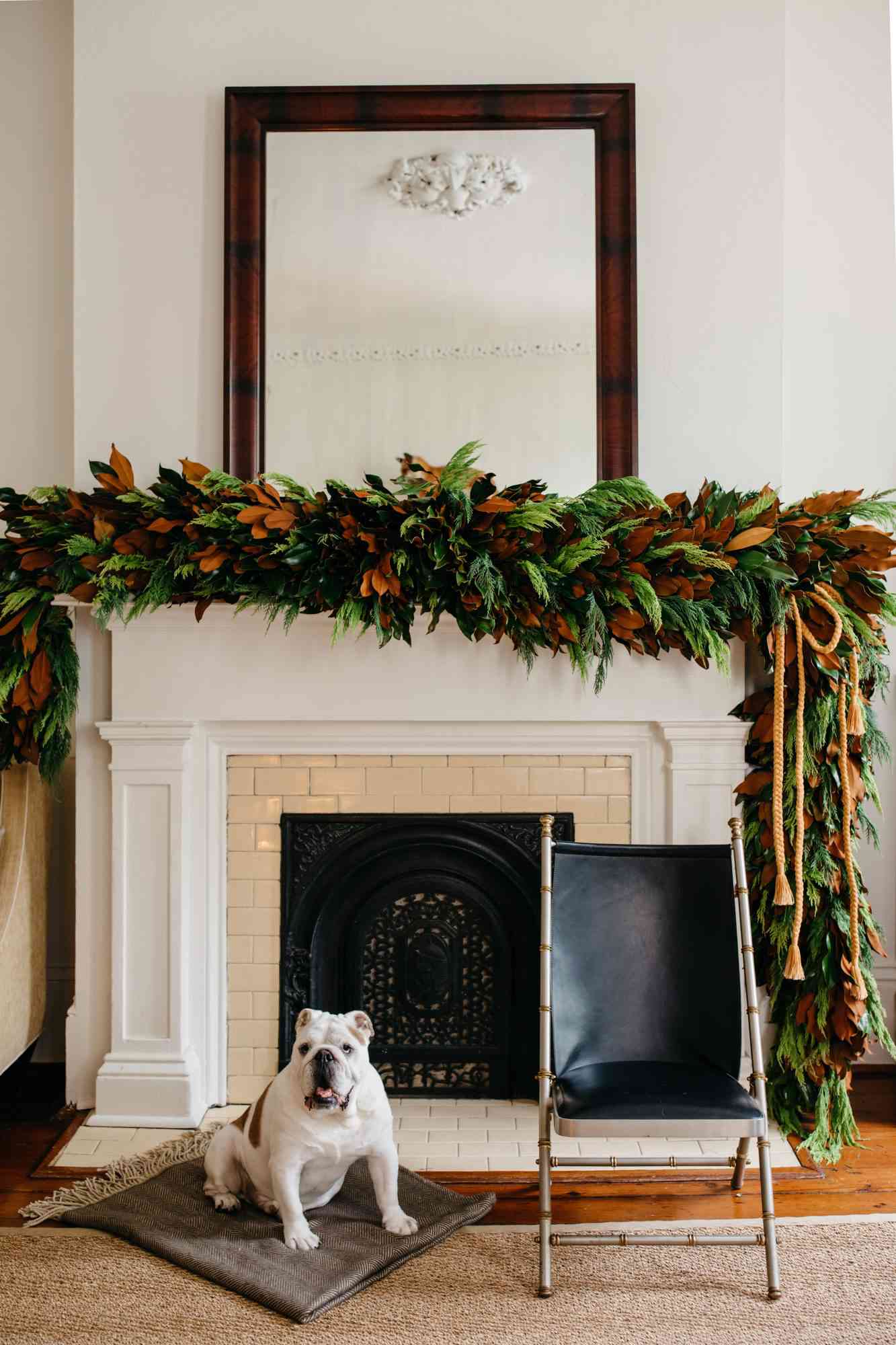 A Garland Over the Mantel Fireplace