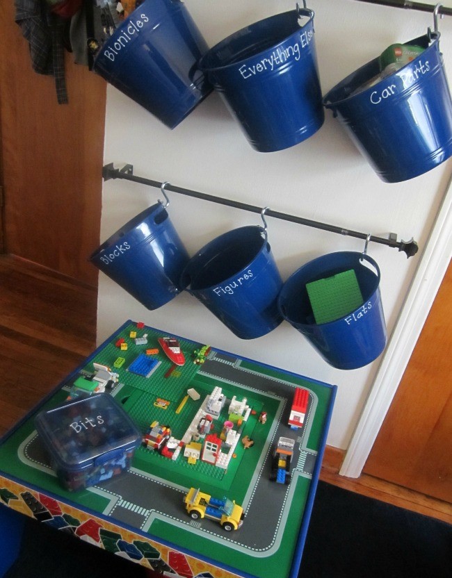 A Wooden Table with Buckets