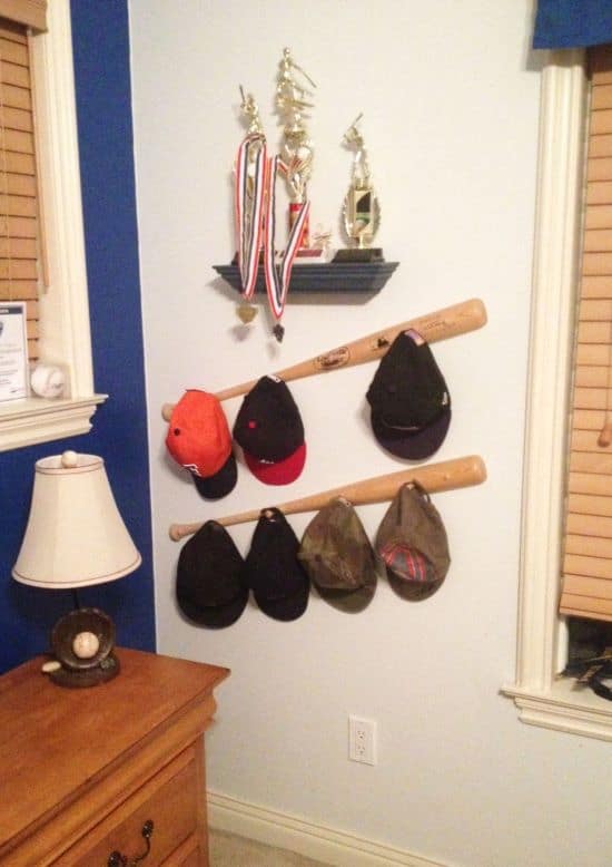 Baseball Bat Hat Rack