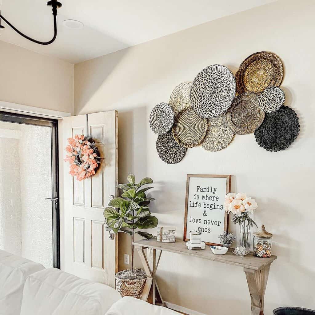 Beautiful Entryway with Flat Basket Wall Decor
