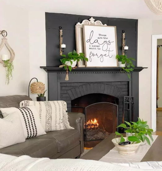 Black Candle Landscape Farmhouse Fireplace