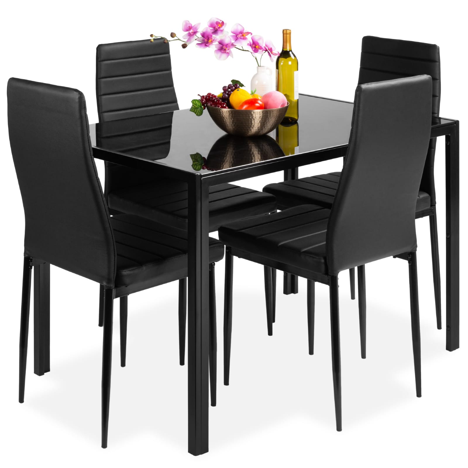 Black Colored Farmhouse Table and Chairs