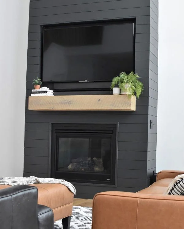 Black Farmhouse Shiplap Fireplace