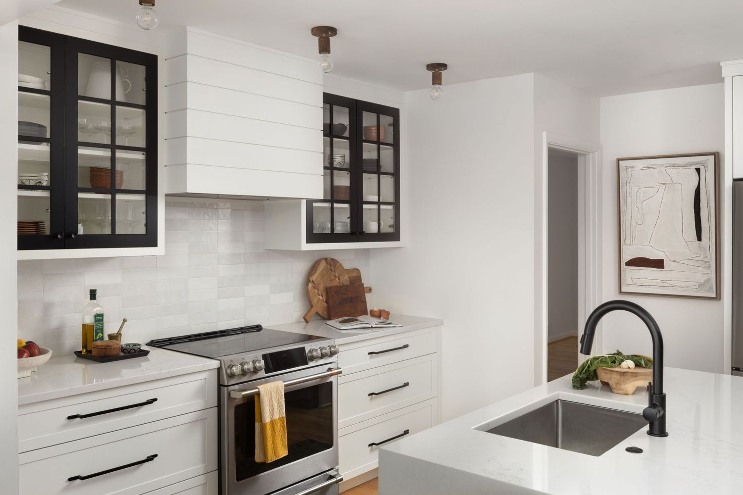 Black Sleek Shelves with White Surroundings