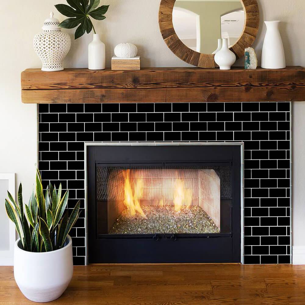 Black Tiled Fireplace