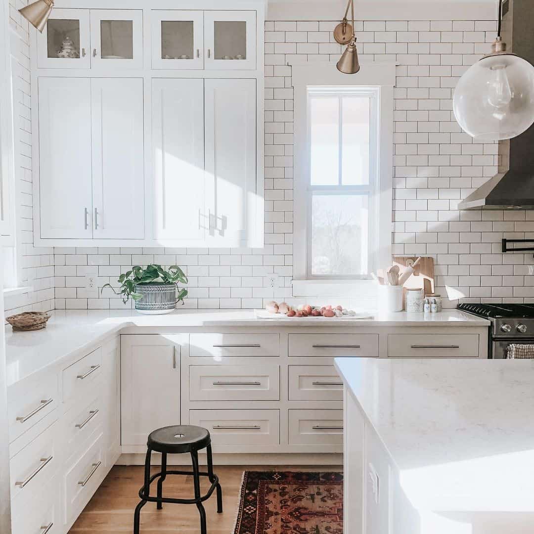 Brass Scones and White Subway Tile Kitchen