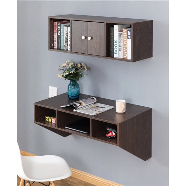 Brown Contemporary Floating Desk