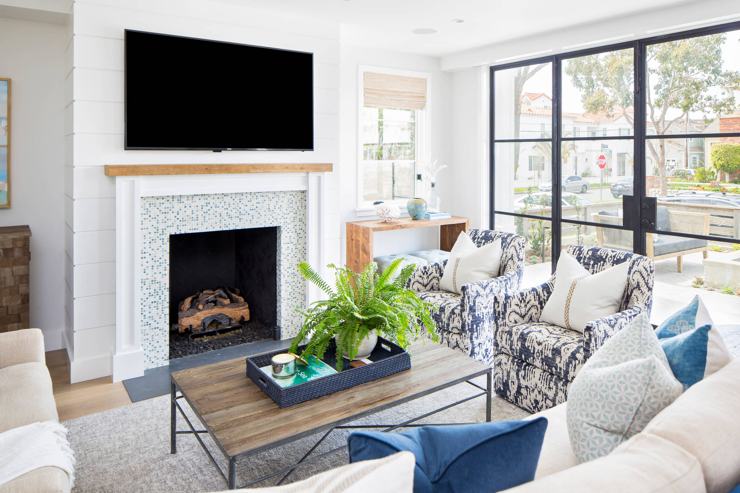 Coastal Fireplace Wall with TV