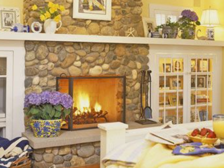 Cobble Stone Fireplace