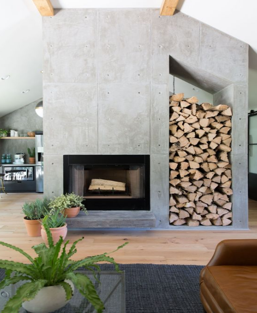 Concrete Effect Farmhouse Fireplace