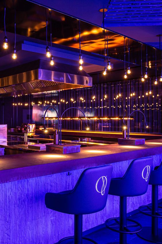 Contemporary Bar with Colourful Lighting