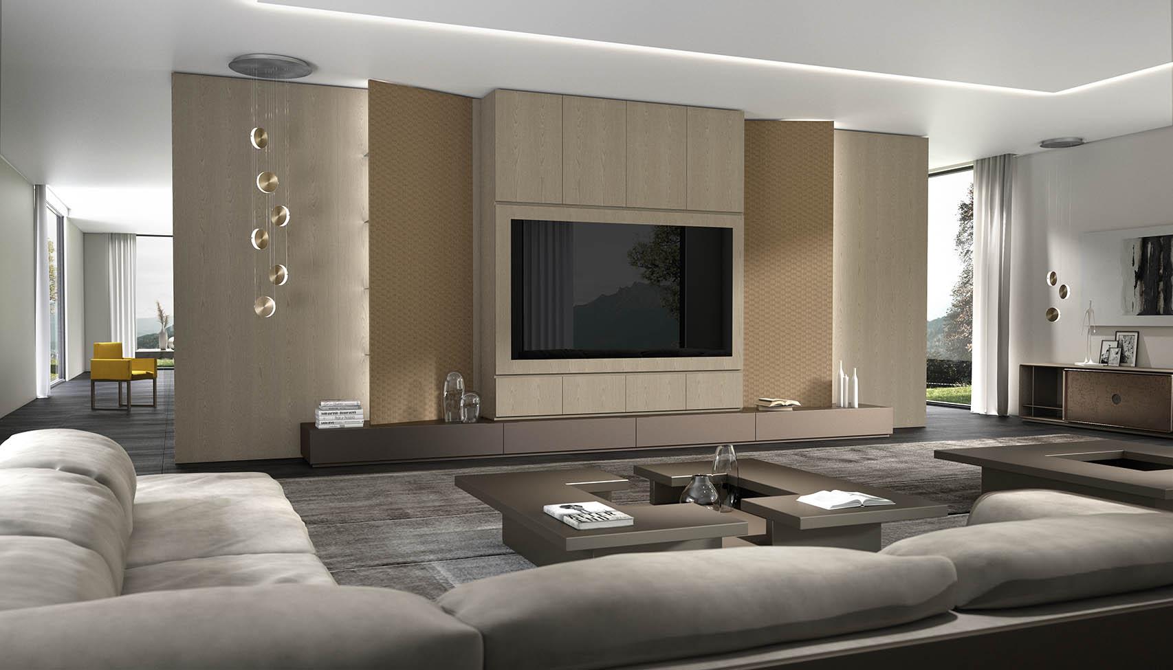 Contemporary, Custom-Built TV Panel and Unit