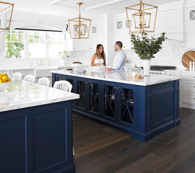 Deep Blue and White Two Tone Cabinets Kitchen