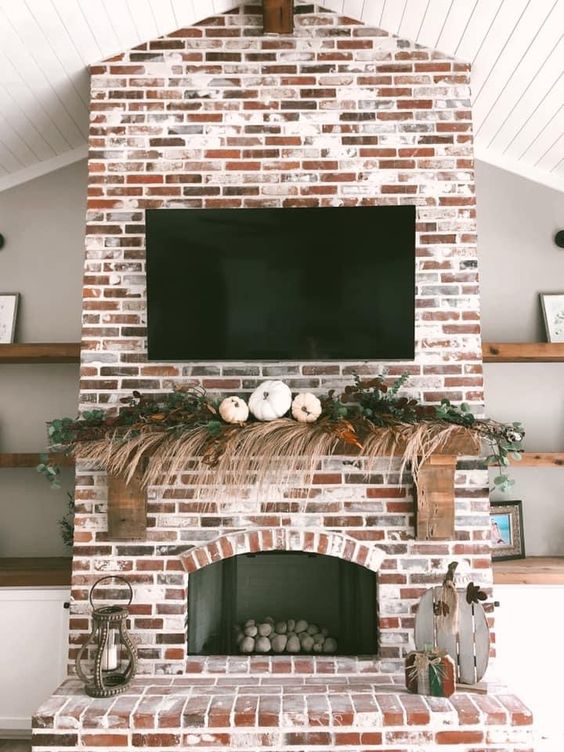 Double Storeyed Brick Fireplace Limewashed and Festival Ready