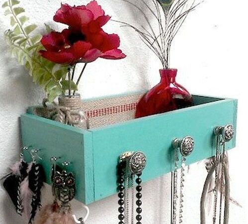 Drawers Into Key and Chain Holding Shelf