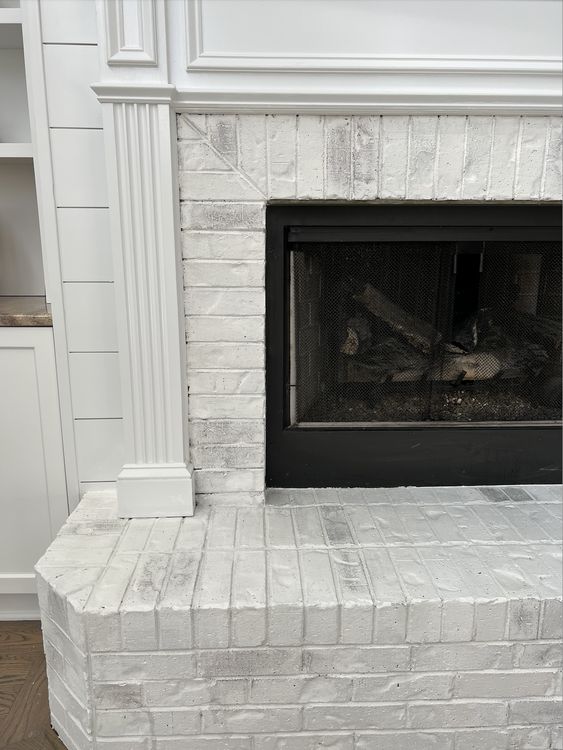 Edge to Edge Full Wall Brick Fireplace