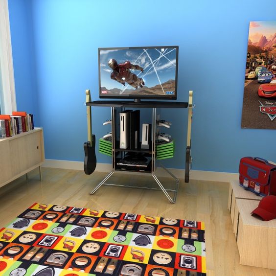 Entertainment Buff's TV Stand with Quirky Decor