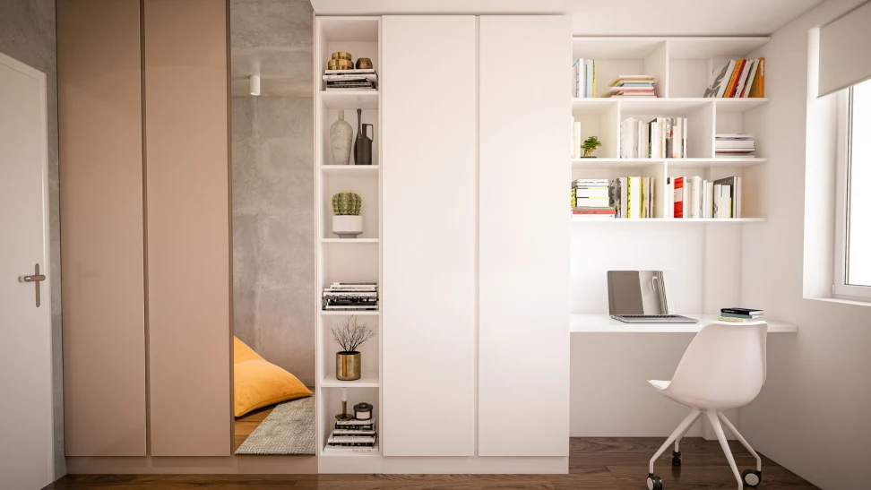 Floating Desk in Between Closet