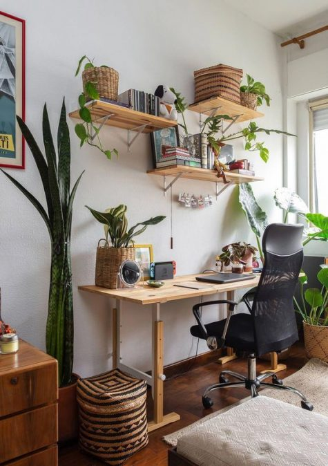 Floating Desk with Plants