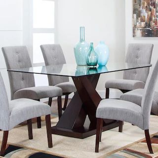 Glass Table with a Wooden Pedestal