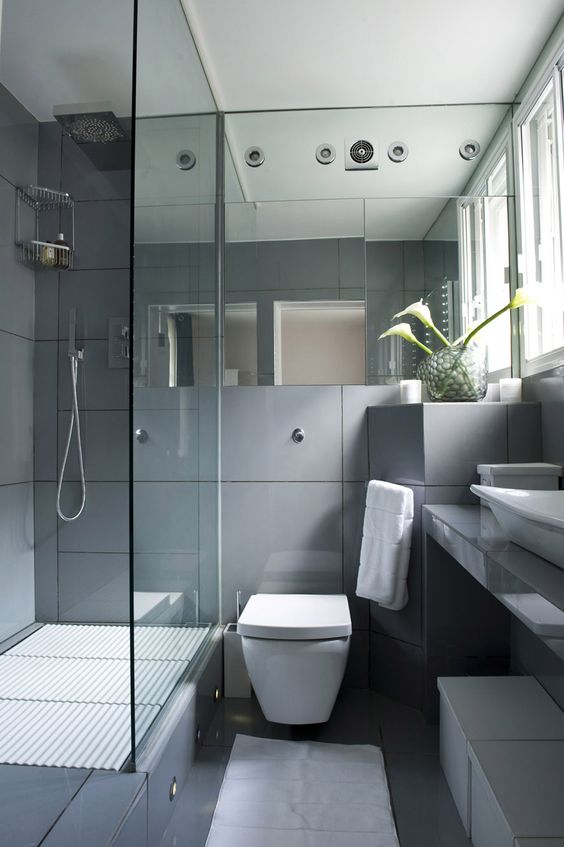 Gray Colored Small Bathroom