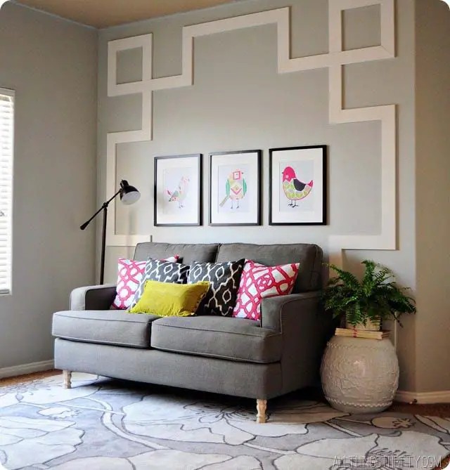 Gray Wall with White Wood Trims