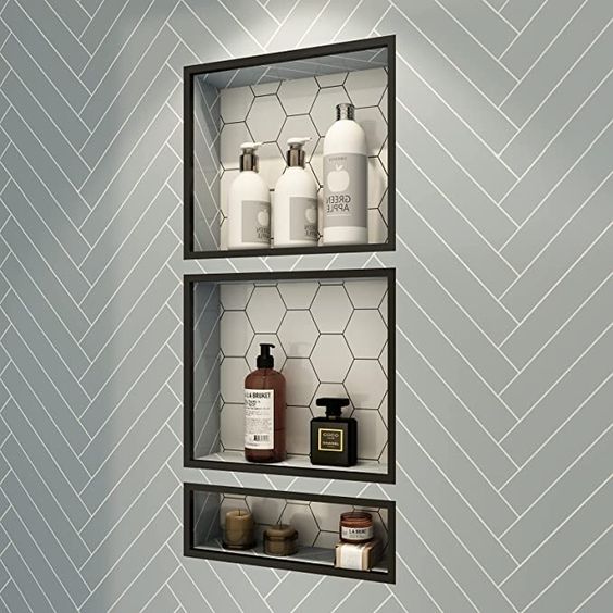 Grey Tile Shower Niche