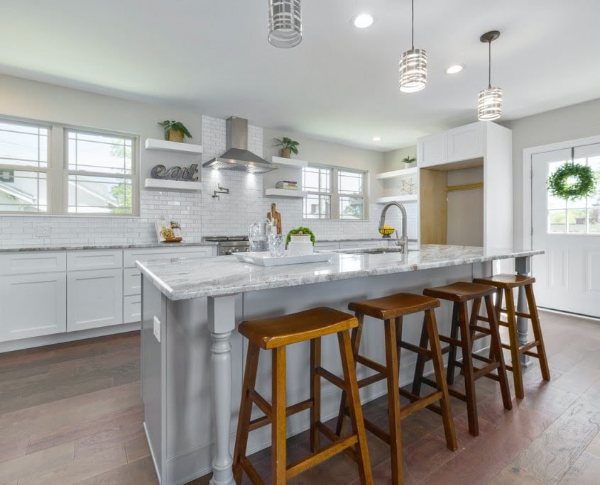 Grey on White Subway Tile Backsplash