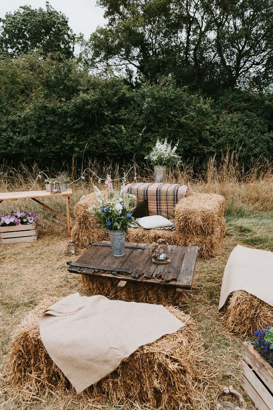 Hay Bales and Straw Decorations