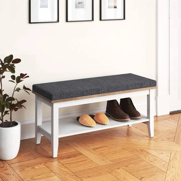  HOMEFORT Shoe Storage Bench, Wooden Shoe Bench with 3-Door  Cabinets, Entry Way Home Organizer Bench, Entryway Bench with Padded  Cushion Seat, Grey Storage Bench for Bedroom. : Home & Kitchen