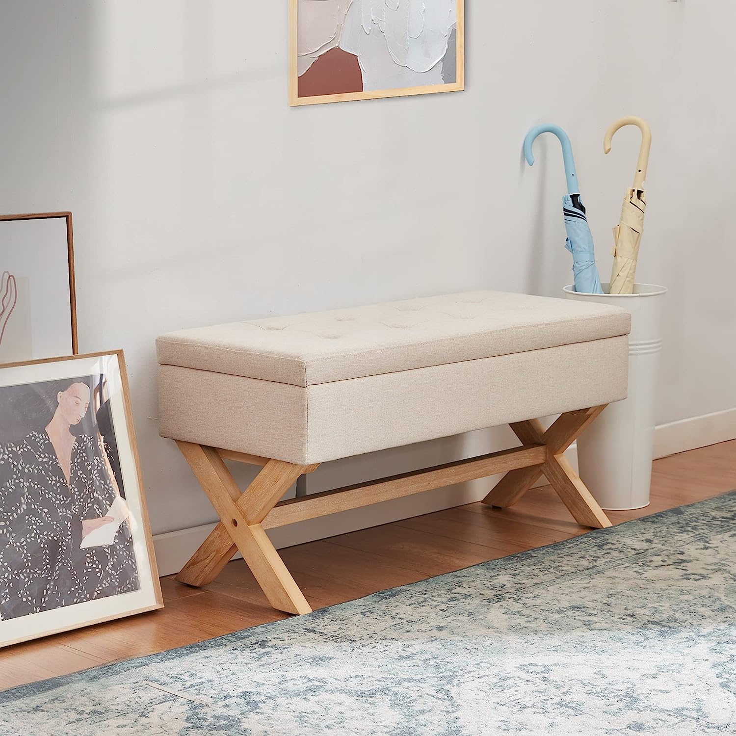 Huimo 36 Inch Entryway Bench With Storage