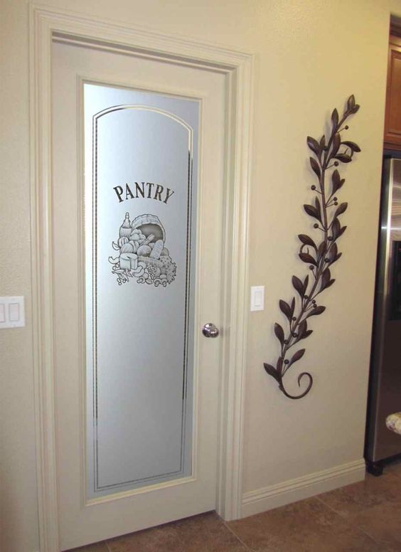 Kitchen Symbols Etched Glass Pantry Doors