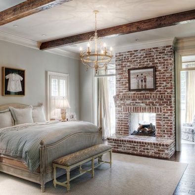 Limewashed Brick Fireplace in The Bedroom