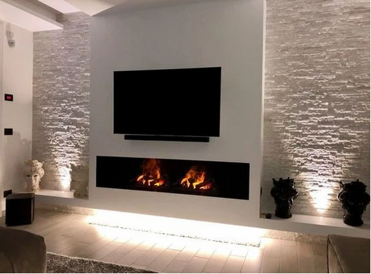 Minimalist Fireplace Wall with TV