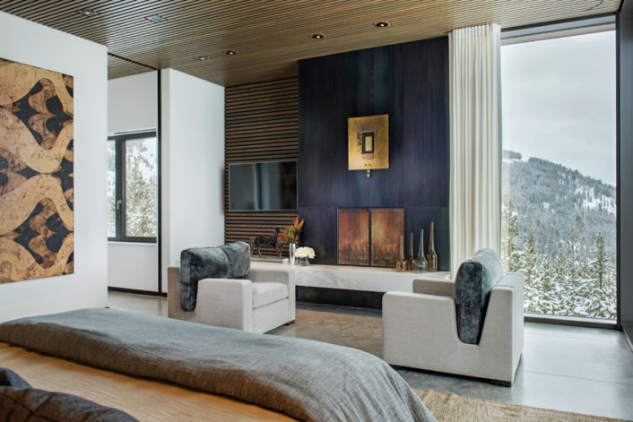 Modern Industrial Fireplace Wall with TV