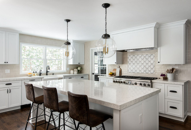 Off-White Cabinets with Black Hardware