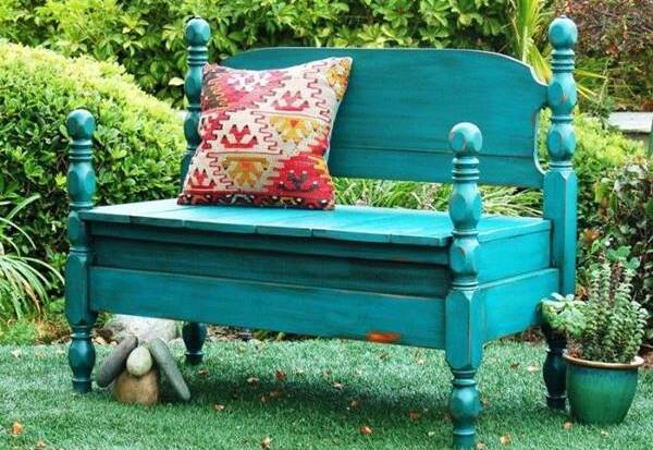 Old Bed Into a Garden Bench