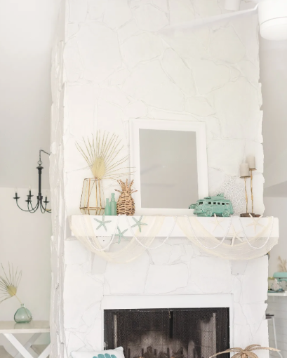 Painted Stone Fireplace