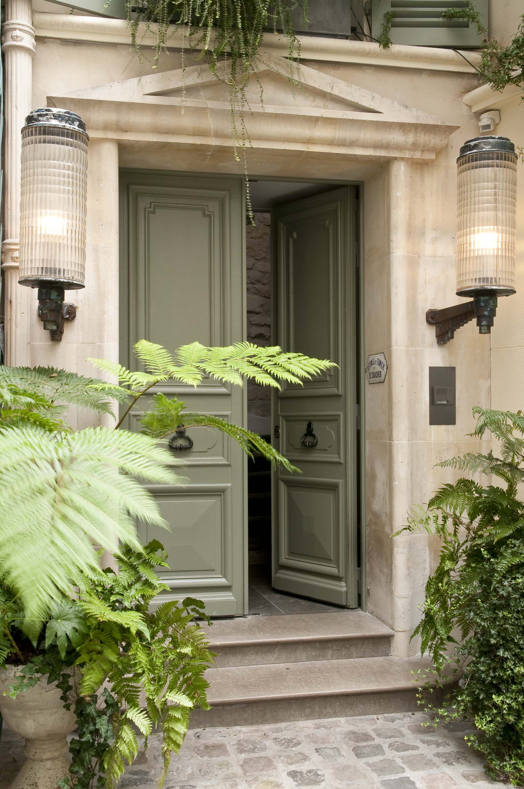 Pale Green Double Entry Doors