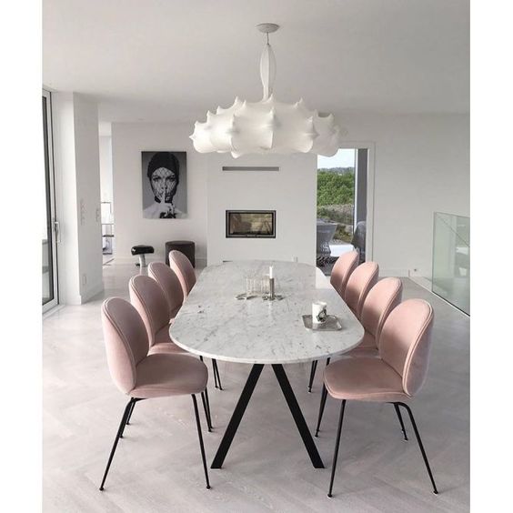 Porcelain Table with Velvet Chairs