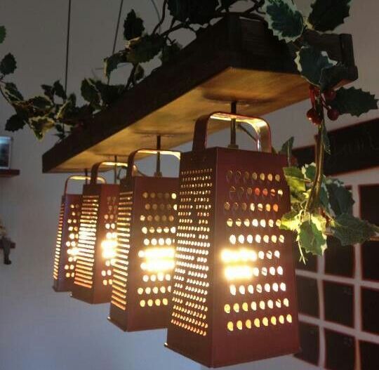 Repurpose Steel Graters to Light Fixtures