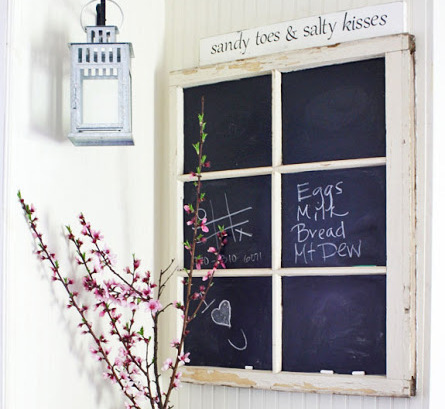 Repurposed Window Chalkboard