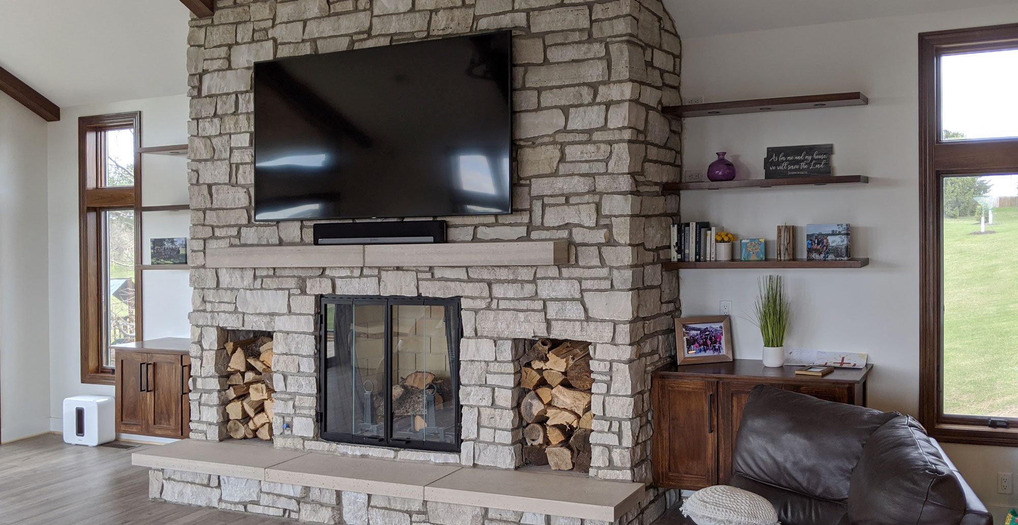 Rustic Fireplace Wall with TV