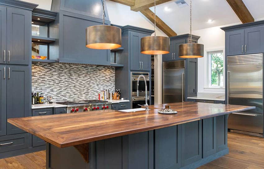 Rustic Kitchen and Wooden Island