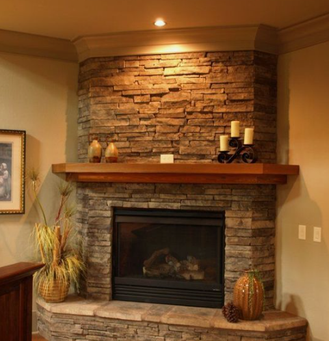 Rustic Stone Fireplace