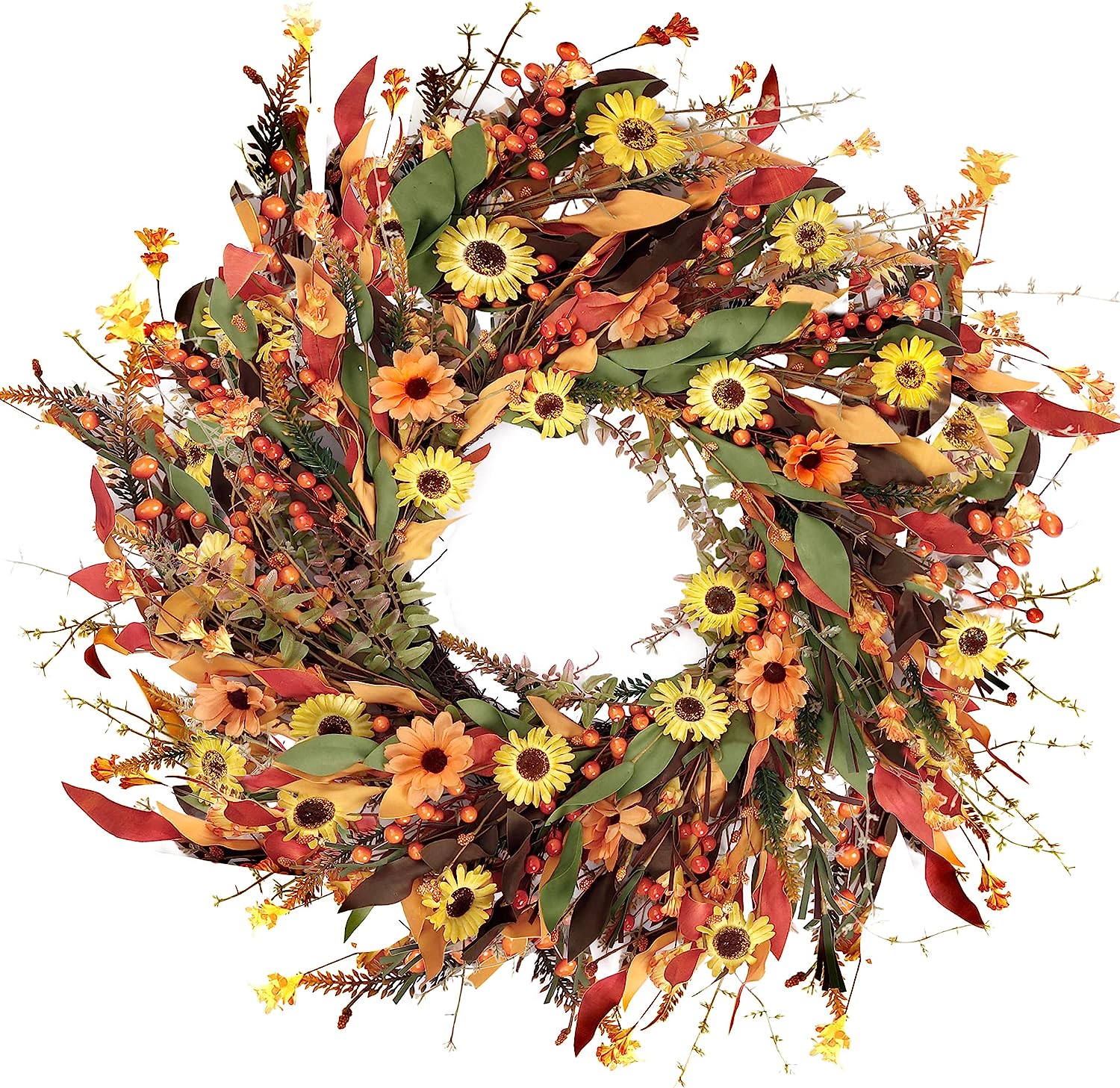 Sggvecsy Harvest Wreath with Daisies