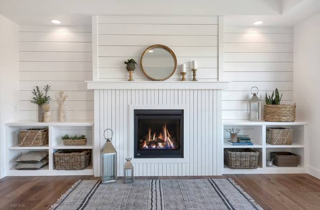 Shiplap Accents to Classic Farmhouse Fireplace
