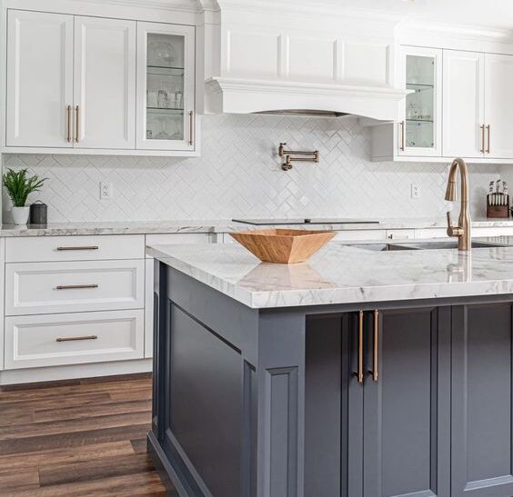 Shuttle Grey and White Two Toned Cabinets Kitchen