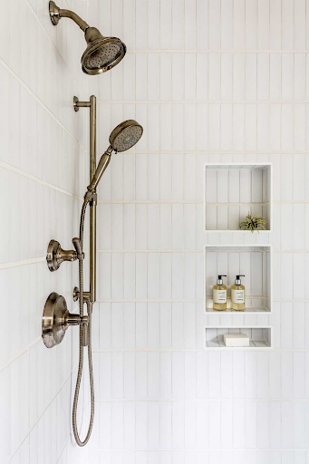 Stacked Multi-Storage Shower Niche with Plain Plastic Trim