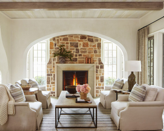 Stacked Stones Modern Farmhouse Fireplace